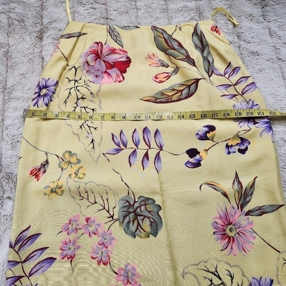 Maxi skirt 100% Silk floral print Yellow & Pink colors DONNA MORGAN - Picture 11 of 13